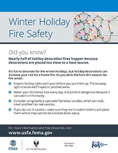 Holiday fire safety handout