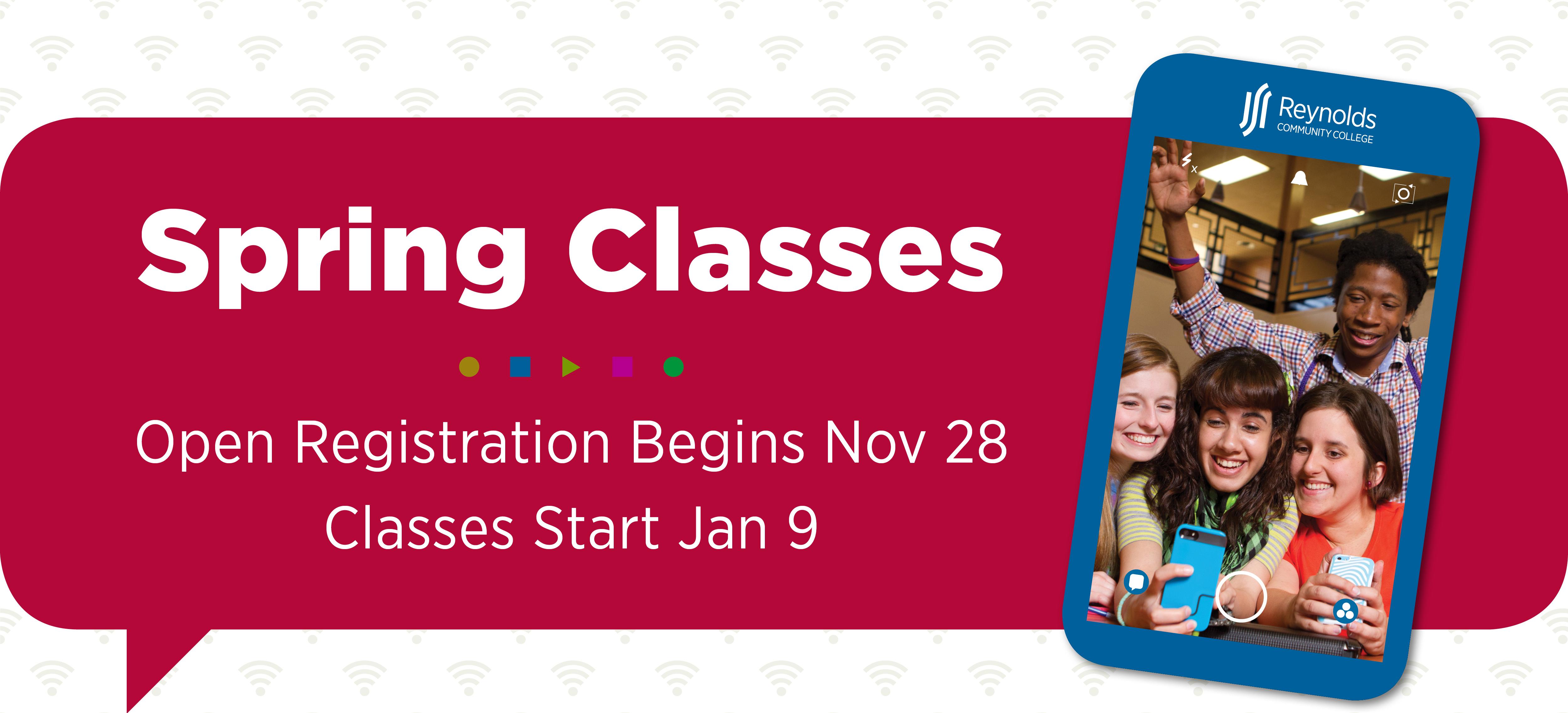 Open Registration begins Nov 28 
Classes start Jan 9