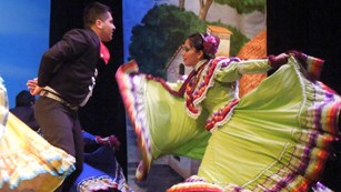 Two Mexican dancers onstage