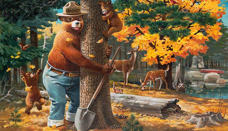 Smokey Bear and his friends