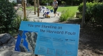 In this Tuesday, Oct. 18, 2016 photo, a sign notifying people they are standing on the Hayward Fault stands at the children's zoo area at the Oakland Zoo in Oakland, Calif. New research published in the journal Science Advances on Wednesday, Oct. 19, 2016 found that the Hayward Fault may be linked to another fault. (AP Photo/Ben Margot)