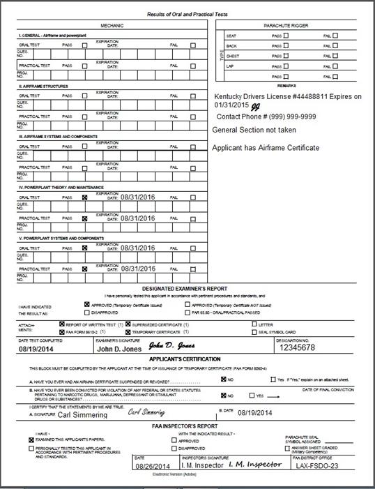 Figure 6-2I. FAA Form 8610-2, Airman Certificate and/or Rating Application (Reverse Side)