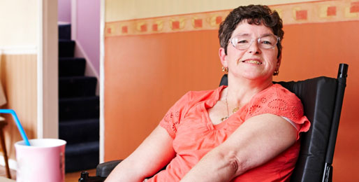 Disabled woman in a wheel chair