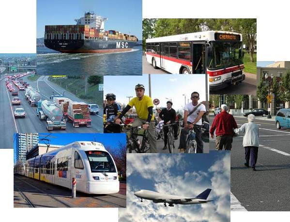 Photo collage of different modes of transportation