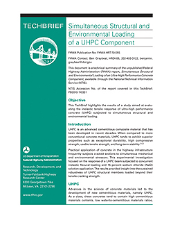 Front page of Simultaneous Structural and Environmental Loading of a UHPC Component (TechBrief).