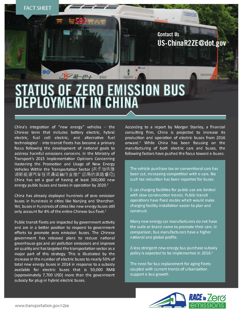 status of zero emission bus deployment in china
