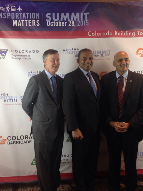 Secretary Foxx with Governor Hickenlooper and Colorado Transportation Secretary Shailen Bhatt