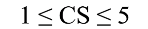Figure 12. Equation. Range of AASHTOWare Bridge Managementâ„¢ Condition States. 1 is less than or equal to CS which is less than or equal to 5. 