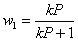 Equation 3. W sub 1 equals. w sub 1 equals the product of k and p divided by the quantity of the product of k and p plus one.