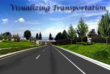 Image of roadway with the words "Visualizing Transportation"