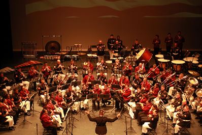 Marine Corps Band New Orleans and the Municipal Band of Humacao perform for the local residents and distinguished guest during the Marine Forces Reserve Centennial Celebration concert at the Centro De Bellas Artes in Humacao, Puerto Rico, Oct. 19, 2016. Marine Forces Reserve is commemorating 100 years of rich history, heritage, Espirit-de-corps across the U.S. This celebration recognizes the Reserve&#39;s essential role as a crisis response force and expeditionary force in readiness, constantly preparing to augment the active component. (U.S. Marine photo by Master Sgt. John A. Lee, II / Released)