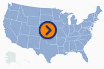 A map displaying locations of traffic incident management training in the United States