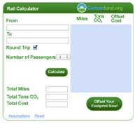 screen shot of AmtrakCarbonFootprint
