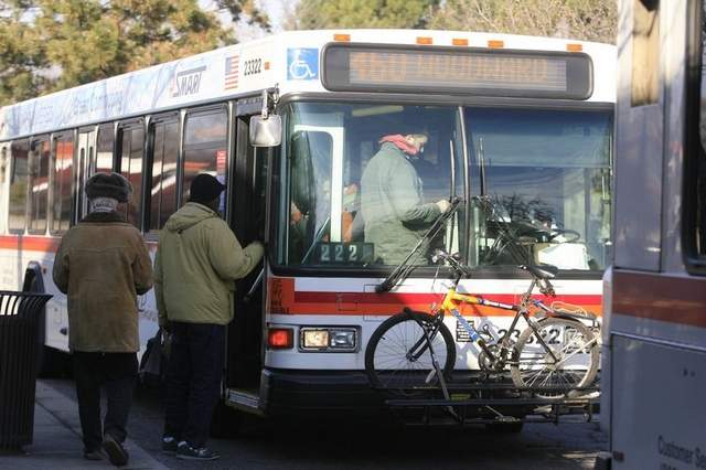 Boarding a transit bus