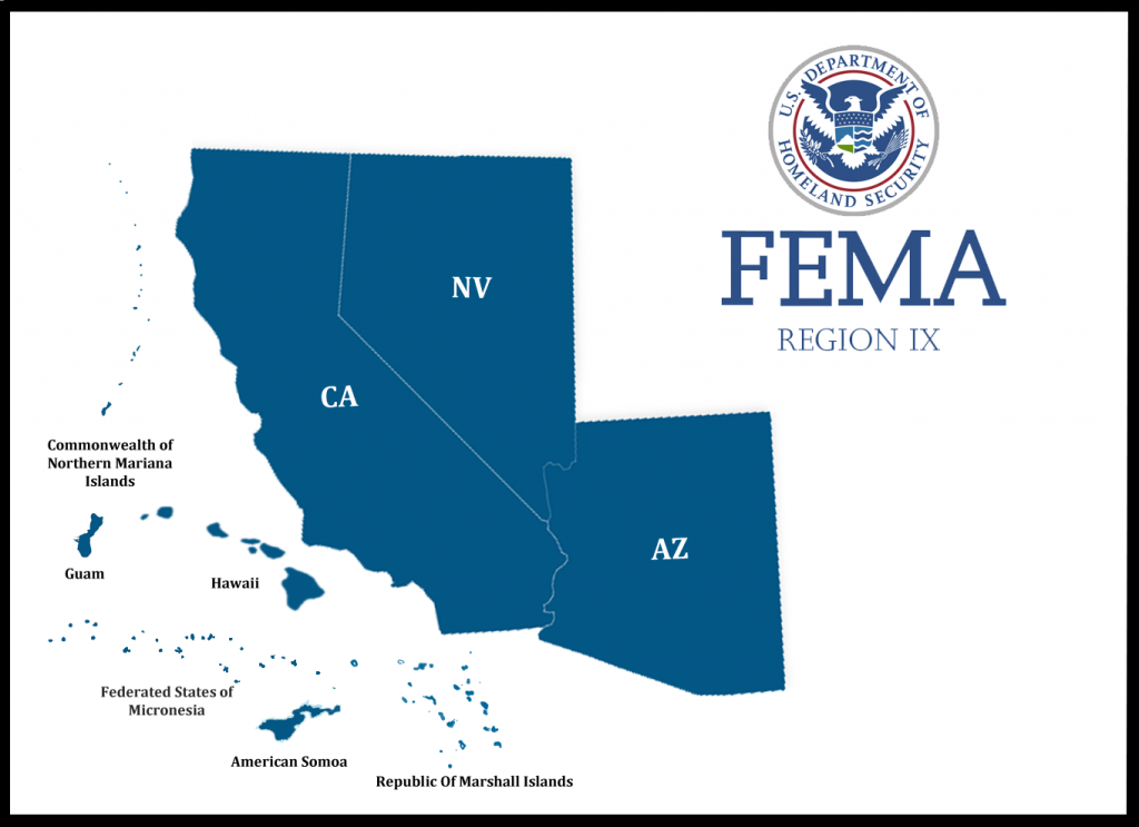 Map of FEMA Region 9 Area of Operations