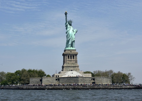 Passing the Statue of Liberty on the way back to NY