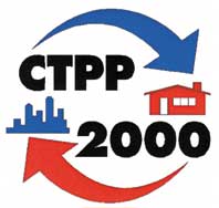 CTPP 2000 logo, top blue arrow, bottom red arrow