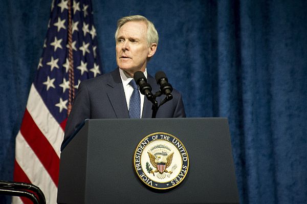 Secretary of the Navy (SECNAV) Ray Mabus delivers remarks during a memorial service honoring the four Marines and one Sailor who were killed as a result of the shooting in the Navy Operational Support Center Chattanooga July 16.  U.S. Navy photo by Mass Communication Specialist 1st Class Nathan Laird (Released)  150815-N-AT895-218