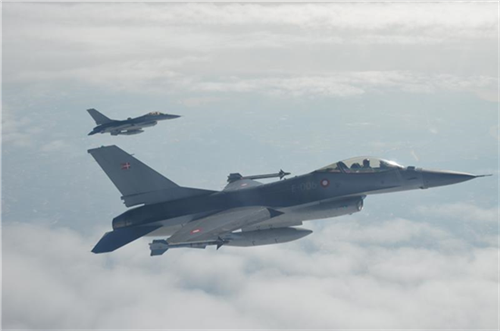 Danish Air Force F-16s participating in the Baltic Region Training Event XIV on 17 April 2013