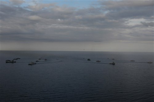 BALTIC SEA - Maritime forces from 12 countries steam in formation while participating in Exercise Baltic Operations (BALTOPS) 2012. This is the 40th iteration of BALTOPS, a maritime exercise intended to improve interoperability with partner nations by conducting realistic training at sea with 12 participating nations. 
