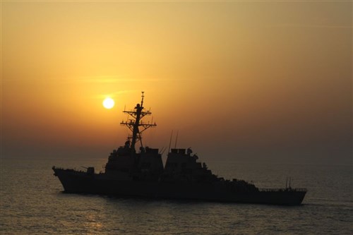 USS Barry at sunset