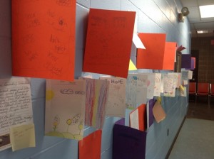 Children's letters at a Disaster Recovery Center in New Jersey.