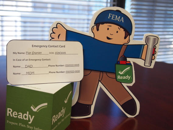  Washington, D.C., Sep. 20, 2012 -- Photo of Flat Stanley with his emergency contact card. 