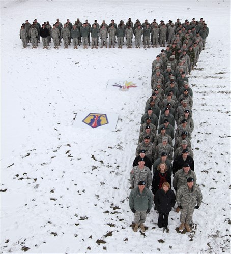 KAISERSLAUTERN, Germany &mdash; Army Reserve Soldiers of the 7th Civil Support Command and top Army Reserve leaders form a human figure seven formation March 6 at the Daenner Parade Field at Daenner Kaserne. The command formed its first human formation with approximately 150 participants, representing the 7th CSC. (U.S. Army photo by Sgt. 1st Class Osvaldo P. Sanchez)