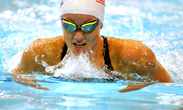 Army World Class Athlete Program Paralympic swimmer Sgt. Elizabeth Marks finishes third in a multi-class heat of the 200-meter individual medley during preliminaries of the 2016 U.S. Paralympic Swimming Team Trials on July 2 at Mecklenburg County Aquatic Center in Charlotte, N.C.