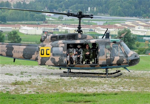 HOHENFELS, Germany &mdash; U.S. Air Force, Army and North Atlantic Treaty Organization&#39;s (NATO) members prepare to take off for an air assault mission scenario during exercise Allied Strike 10, Hohenfels, Germany, Aug. 3. AS 10 is Europe&#39;s premier close air support (CAS) exercise, held annually to conduct robust, realistic CAS training that helps build partnership capacity among allied NATO nations and joint services while refining the latest operational CAS tactics. (U.S. Air Force photo by Senior Airman Caleb Pierce)
