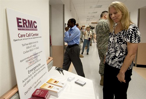 HEIDELBERG, Germany &mdash; Heidelberg Medical Activity Clinical Education and Training Manager Denise Sakolowski attends the April 26 opening of the ERMC Care Call Center. (Department of Defense photo)