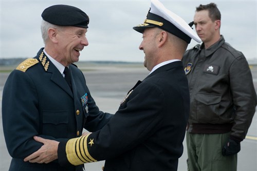 STOCKHOLM, Sweden &mdash; Upon the invitation of Swedish Gen. Sverker Goranson, Navy Adm. James Stavridis, Supreme Allied Commander Europe, made his first official visit to Sweden May 12 to meet with armed forces leaders and members of the NATO New Strategic Concepts Group concerning their contributions. (Department of Defense photo)