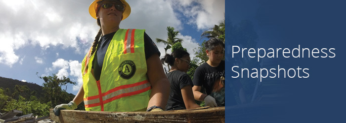  Photo shows an AmeriCorps Disaster Response Team member who assisted with clearing debris in Saipan, Northern Mariana Islands, following Typhoon Soudelor.
