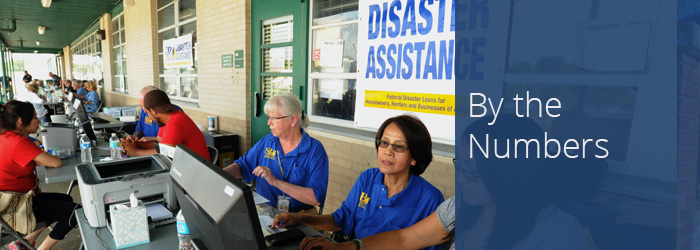  SBA representatives provide disaster assistance to Houston, Texas, residents affected by the May 2015 flooding. 