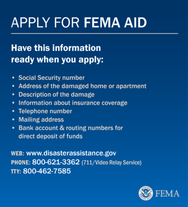 This graphic with a blue background describes the important things you will need when applying for assistance.