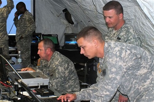 VICENZA ,Italy - Soldiers and civilians of U.S. Army Africa's Contingency Command Post take part in a deployment exercise at Aviano Air Base, Italy, June 4-8, 2012. The CCP is USARAF's mobile headquarters featuring state-of-the-art communications and coordination tools providing flexible multi-faceted responses to deployment requests such as humanitarian relief or noncombatant evacuation operations known as NEOs. (U.S. Army Africa photos by Sergeant 1st Class Will Patterson)