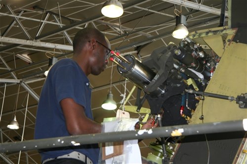 Jerry Brooks works on the tail rotor of a AH64D Apache owned by the Dutch military during a reset operation being executed on behalf of the Netherlands at the Theater Aviation Sustainment Manager-Europe Aug. 20.