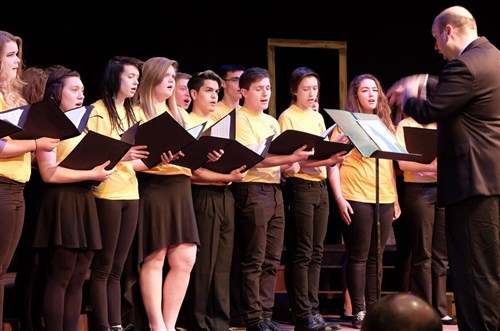 Patch High School Choir sings gospel music. “A Century of Black Life, History and Culture” served as the theme for this year’s Black History Month celebration, held at Kelley Barracks, U.S. Army Garrison Stuttgart, Feb. 26, 2015.  Performances by the Patch High School and Stuttgart Gospel Service Choirs and a dance from the play “Her Stories” highlighted the accomplishments of African Americans over the past century. (U.S. Africa Command photos by Brenda Law/Released)  