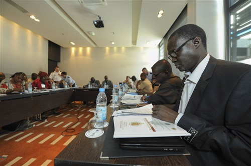 Exercise participants engage in an interactive dialogue about the five pillars of disaster management: communications, health, logistics, operations and security, during the Republic of Senegal Disaster Preparedness and Response Exercise in Dakar, Senegal, 3 June. The event represents successful international collaboration, hosted by the Government of Senegal, sponsored by USAFRICOM and executed by The Center for Disaster and Humanitarian Assistance Medicine.   (U.S. Africa Command photos by Petty Officer First Class D. Keith Simmons)