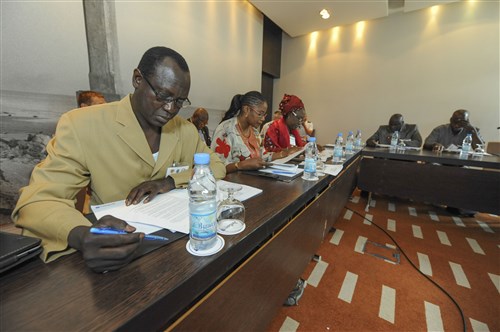 Exercise participants engage in an interactive dialogue about the five pillars of disaster management: communications, health, logistics, operations and security, during the Republic of Senegal Disaster Preparedness and Response Exercise in Dakar, Senegal, 3 June. The event represents successful international collaboration, hosted by the Government of Senegal, sponsored by USAFRICOM and executed by The Center for Disaster and Humanitarian Assistance Medicine.   (U.S. Africa Command photos by Petty Officer First Class D. Keith Simmons)