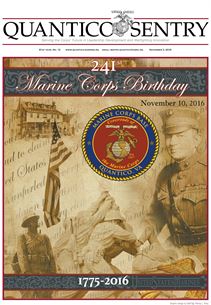 Front cover of the Quantico Sentry commemorating the 241st Marine Corps Birthday