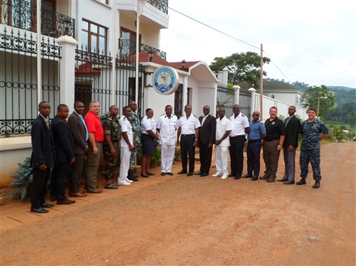 Participations of a U.S. Naval Forces Africa-sponsored Maritime Operations Center/Maritime Domain Awareness Curriculum (MOC/MDA) Curriculum Finalization Workshop pose for a group photo in Yaounde, Cameroon, July 22, 2015. The workshop is being held to further develop MOC standards and gain sufficient input from Gulf of Guinea partner nations in order to finalize the curriculum for a MOC/MDA training course that will be used throughout the region for future training. (Photo courtesy of the Interregional Coordination Center)