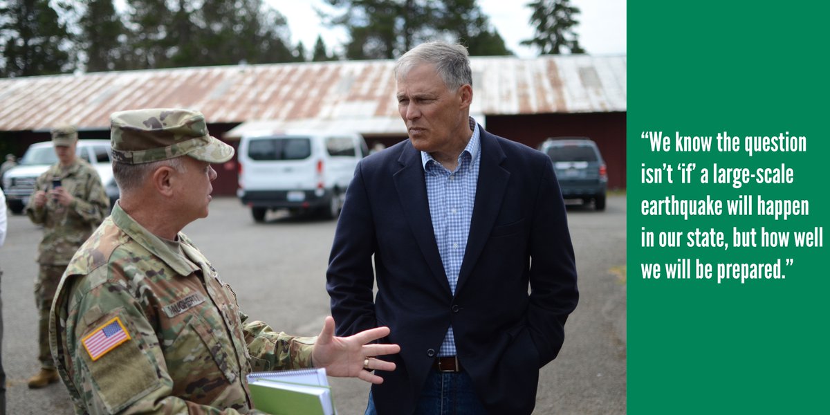 Gov. Inslee with Major General Daugherty from the Military Department during a drill in June, 2016.