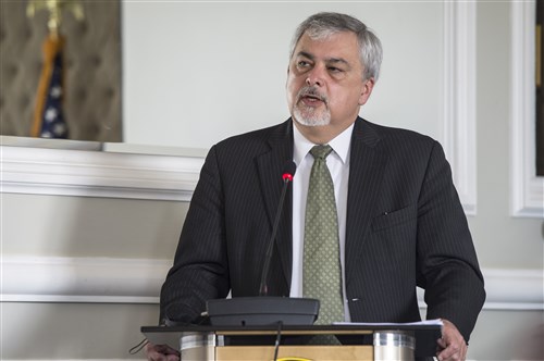 Ambassador Phillip Carter, (Deputy to the Commander for Civil-Military Engagement of United States Africa Command), makes opening remarks at the Senior Leaders Summit, “Professionalization of Forces in the Horn of Africa,” in Nairobi, Kenya, Apr. 8, 2015. 