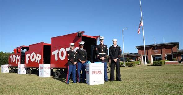 The Toys for Tots Program, staffed by the Marine reservists assigned to Detachment 2, Combat Logistics Battalion-453, stand ready for the 2016 Toys for Tots campaign to begin, Sept. aboard Marine Corps Logistics Base Albany, Ga.