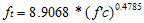 f subscript t equals 8.9068 times open parenthesis f prime times c closed parenthesis raised to the power of 0.4785.