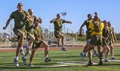 Marines of conduct jumping exercises. Exercising outdoors can be uncomfortable and sometimes unhealthy when it’s hot and humid, but there are ways to work out through the weather woes. (U.S. Marine Corps photo)