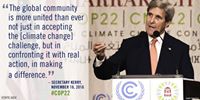 'Secretary Kerry highlights the global community's unified determination to #ActonClimate during remarks at #COP22 today:'