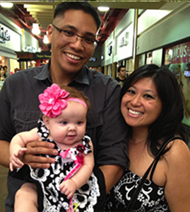 Military family smiling. 