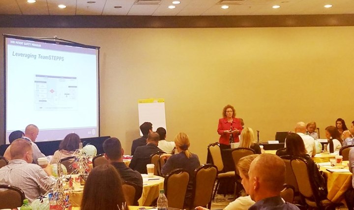 Ms. Heidi King, chief of the Patient Safety and High Reliability Initiatives Office, at the 2016 TeamSTEPPS® National Conference opening up the DoD two-day  session titled “The“Military Health System (MHS) Across the Globe….Don’t Stop Believing in Zero Harm”.